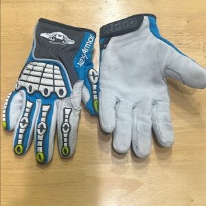 HexArmor Chrome 4073 Goatskin Industrial Impact Gloves Sz M Blue, Gray, White